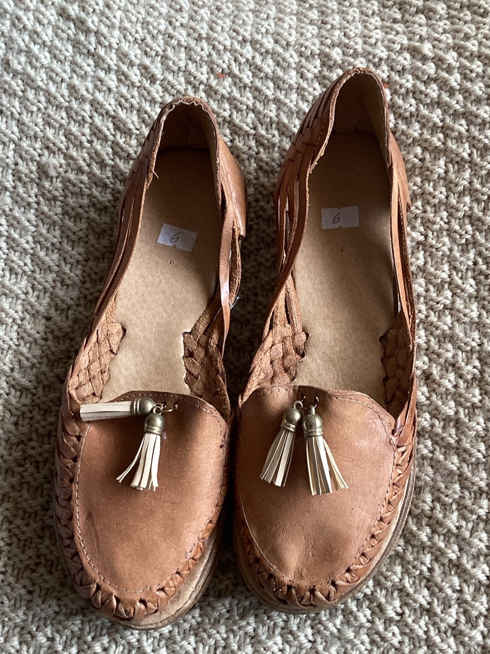 Woven Tassel Loafers in Brown..Mexican huaraches.handmade.comfy
